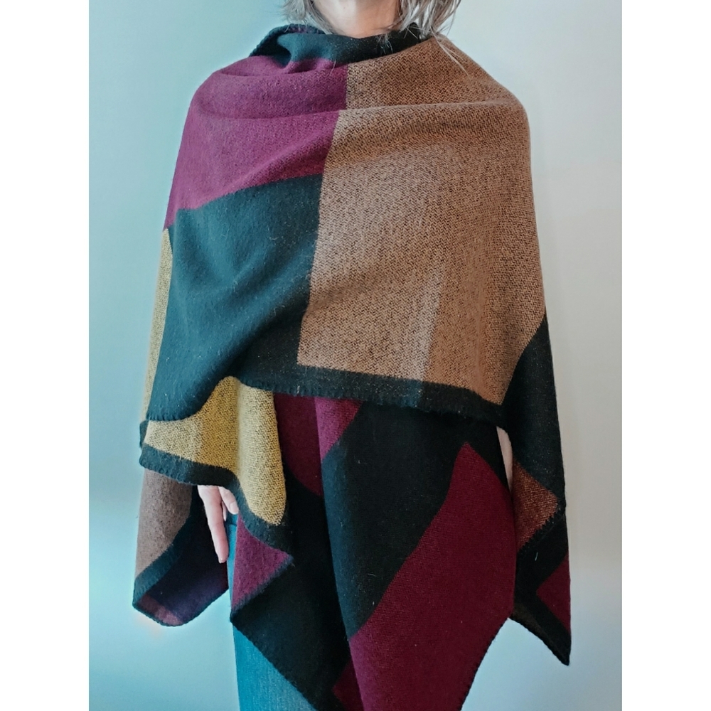 Abstract Color Block Wrap Cape Pashmina Blanket S… - image 4